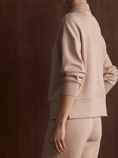 Varley Kayleigh Half Zip Sweat in Mushroom