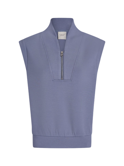 Varley Loretta Half-Zip Sleeveless Sweat in Stone Blue