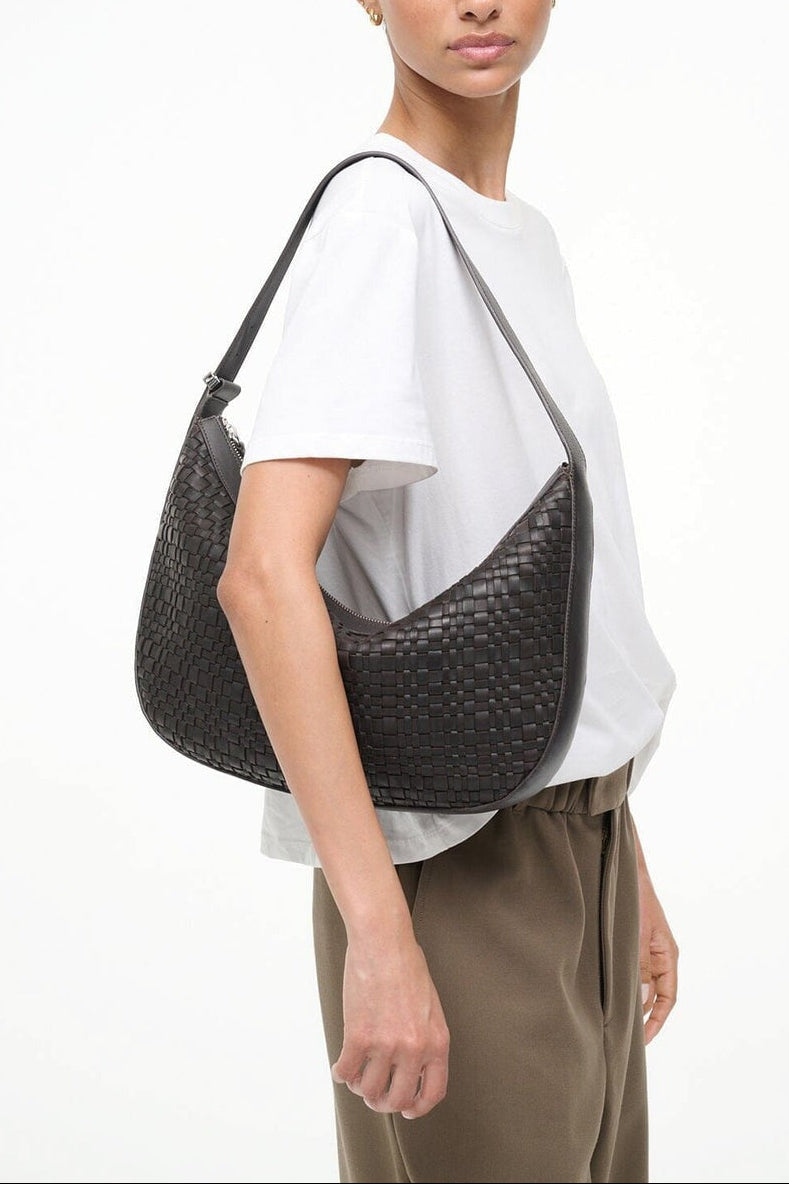 Staud Large Demy Shoulder Bag in Espresso Woven