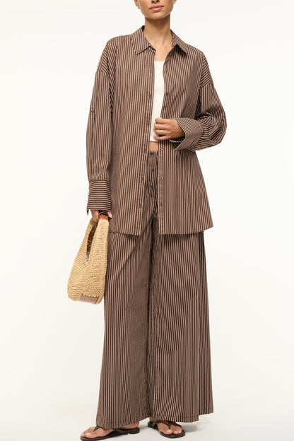 Staud Sandbar Top in Dark Oak Micro Stripe