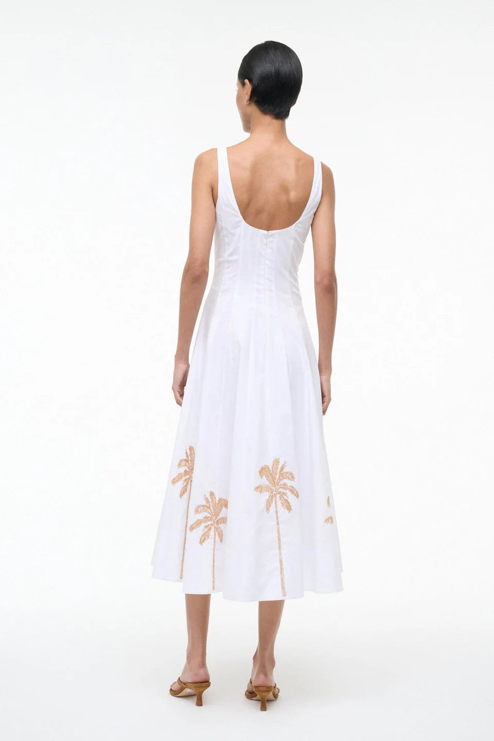 Staud Wells Dress in White Embroidery