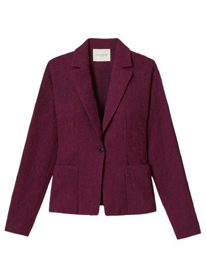 Lafayette 148 Organic Cotton Poplin Pintuck Back Jacket in Violet Ash