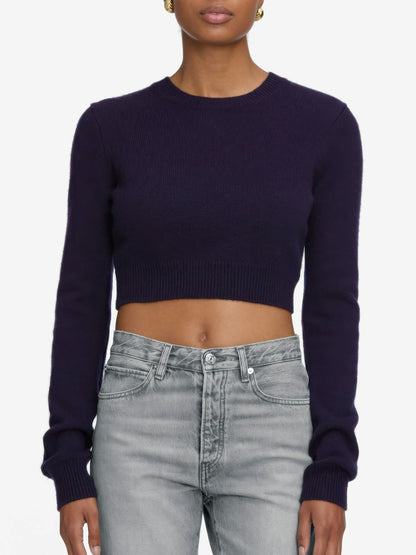 Frame Cashmere School Crew Sweater in Royal Purple