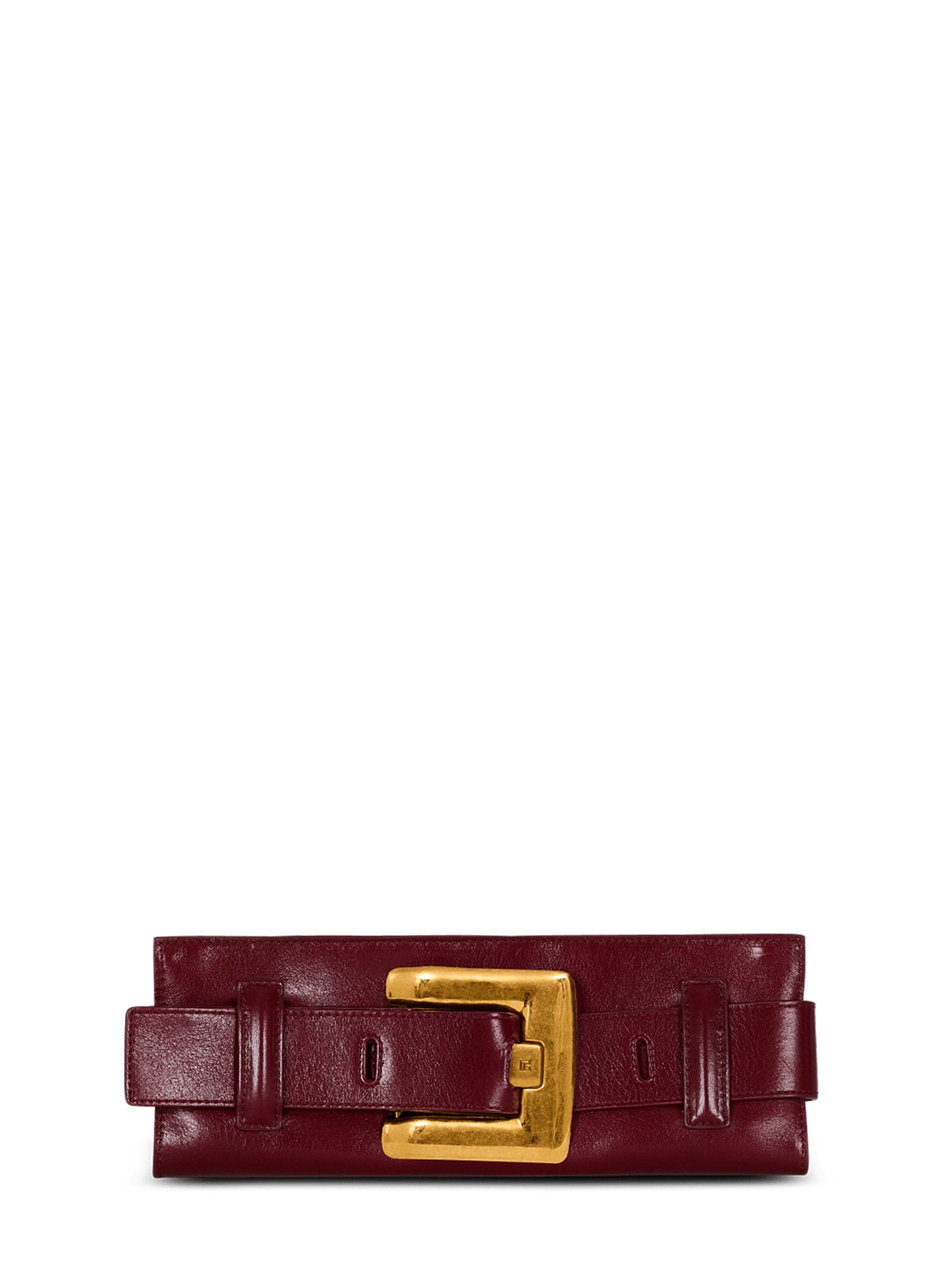 Balmain Anthem Calfskin Leather Clutch in Aubergine