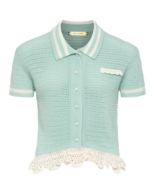 Hellessy Nash Polo in Mint/Ecru