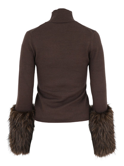 Apparis Aspen Cuff Turtleneck in Dark Brown