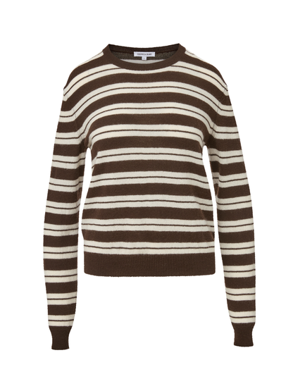 Veronica Beard Frankie Cashmere Pullover in Espresso/Ivory