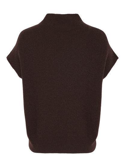 Kinross Rib Cap Sleeve Mock in Chocolate