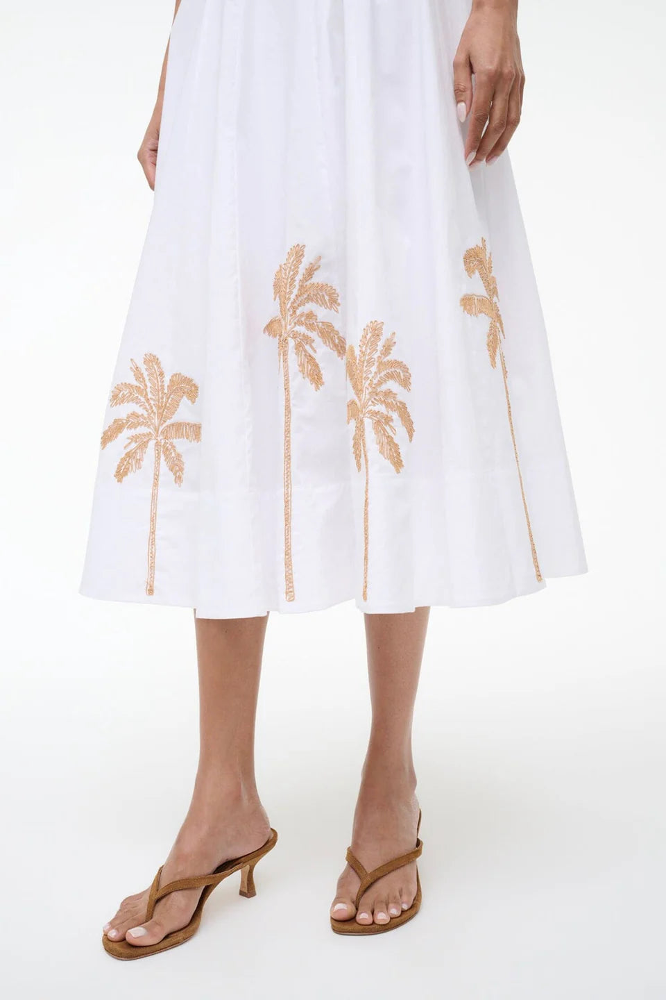 Staud Wells Dress in White Embroidery