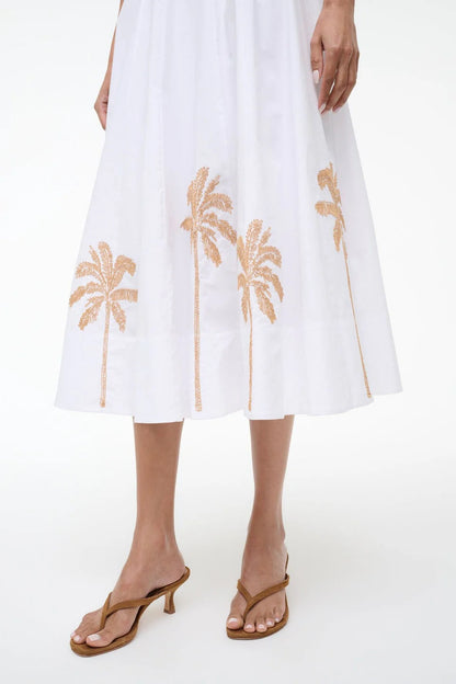 Staud Wells Dress in White Embroidery