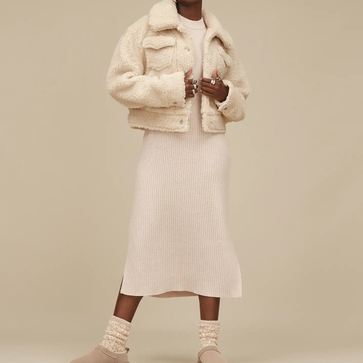UGG Frankie Short Trucker Jacket in Natural