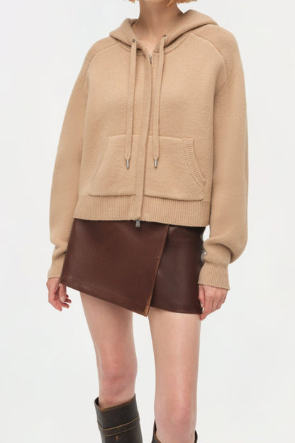 Simkhai Dakota Cropped Hoodie in Camel