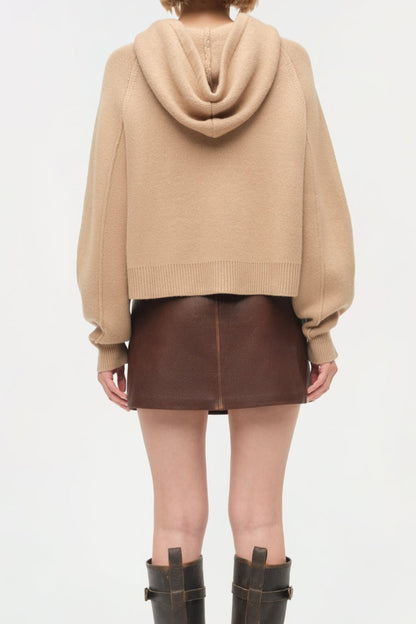 Simkhai Dakota Cropped Hoodie in Camel