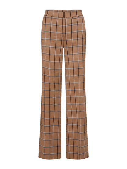 Veronica Beard Tonelli Plaid Wide-Leg Pant in Ochre Multi
