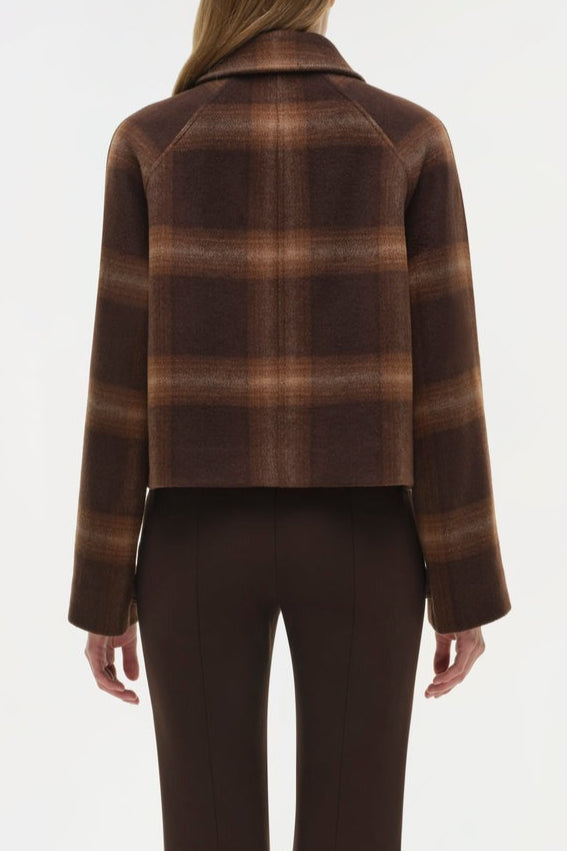 Simkhai Colby Plaid Jacket in Chocolate Plaid