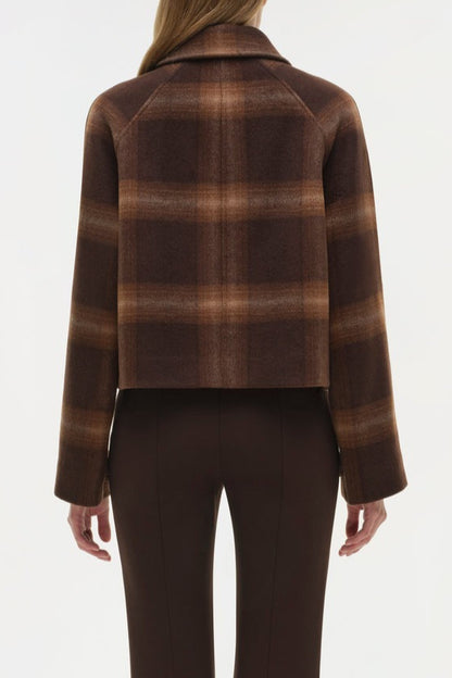 Simkhai Colby Plaid Jacket in Chocolate Plaid