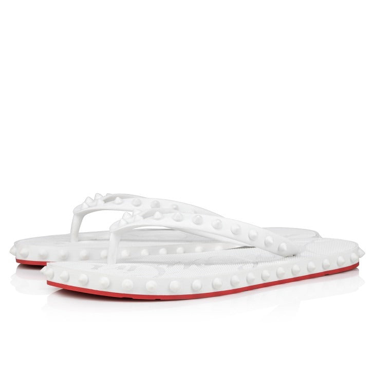 Christian Louboutin Super Loubi Flip Donna Flat in Bianco | In-Store Only