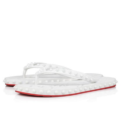 Christian Louboutin Super Loubi Flip Donna Flat in Bianco | In-Store Only