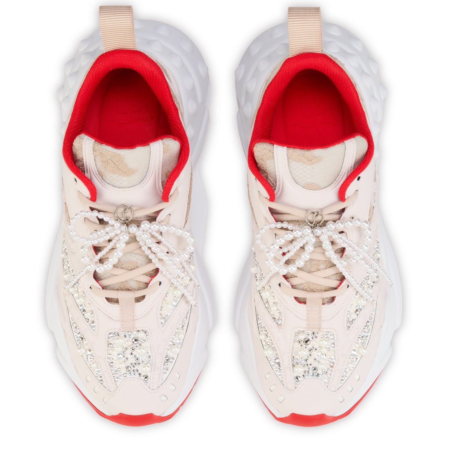 Christian Louboutin So Flo Perla Flat Specchio Sneaker in Dentelle/Pearl | In-Store Only