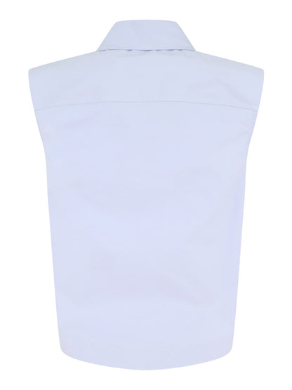 Simkhai Winslow Cotton Cropped Shirt in French Blue