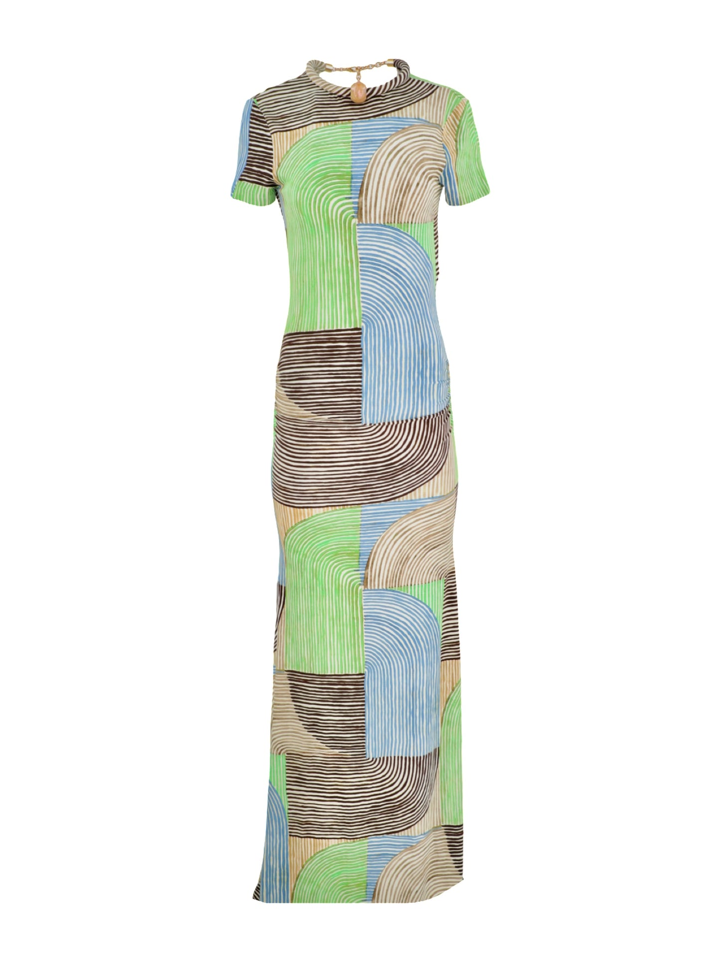 Silvia Tcherassi Yara Dress in Abstract Green Print
