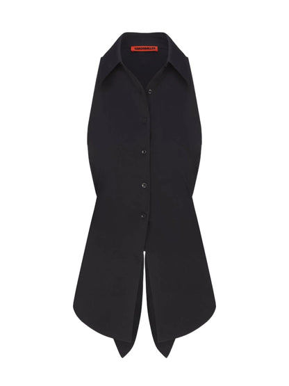 Simon Miller Loch Sleeveless Poplin Button Up in Black