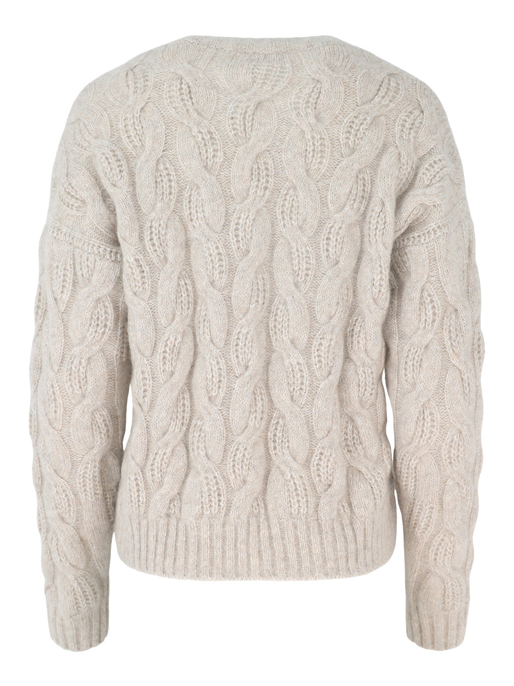 Autumn Cashmere Cable Crew Sweater in Sugar Cane
