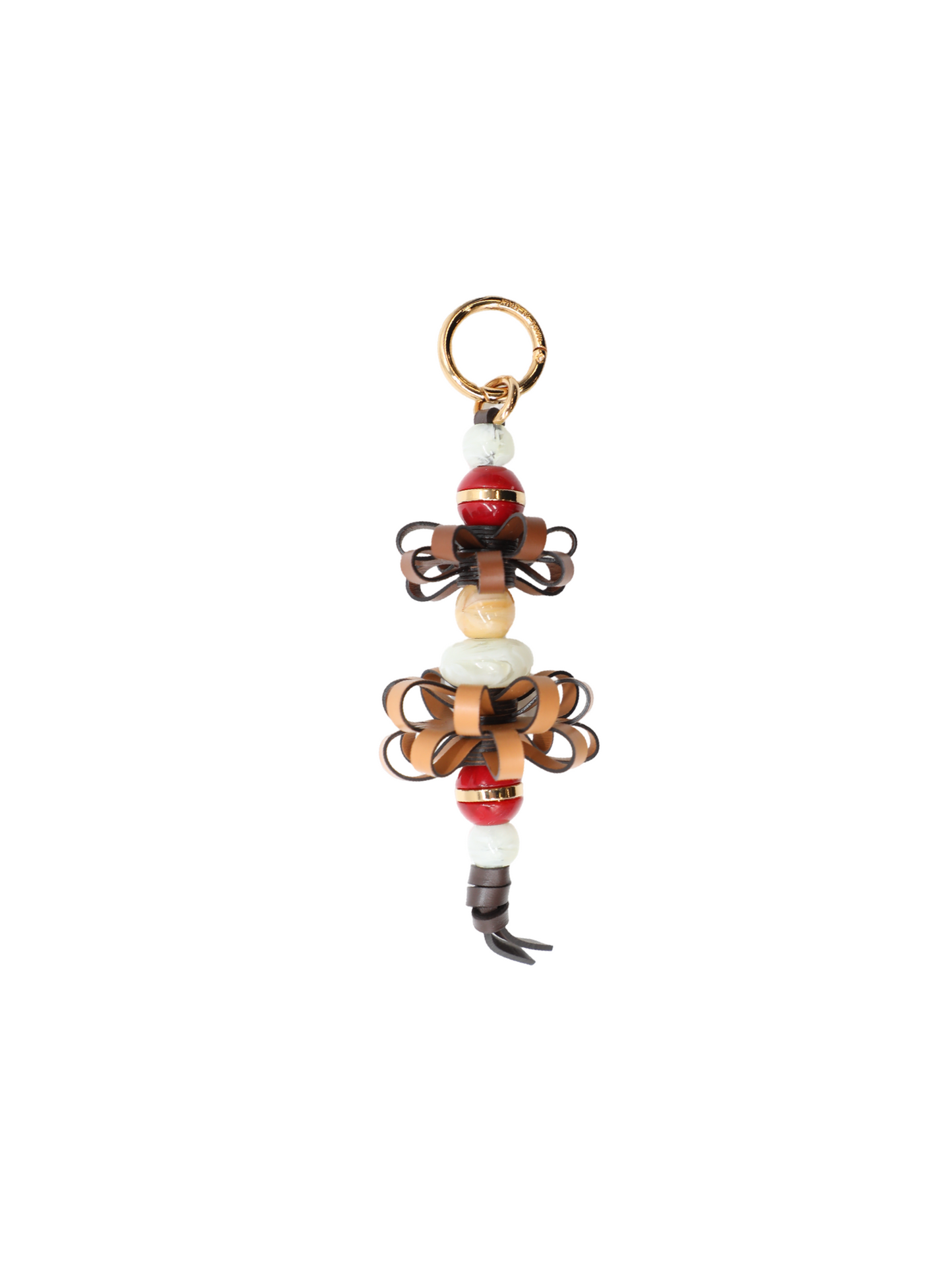 Etro Leather Charm With Flowers and Marbles in Tabacco