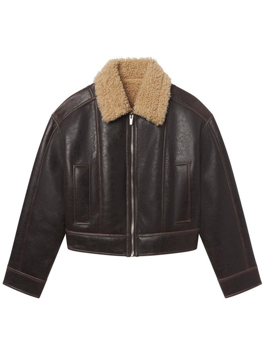 A.L.C. Stevie Faux Shearling Jacket in Deepest Brown