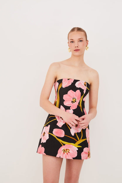 Cara Cara Ines Mini Dress in Marais Bloom Black