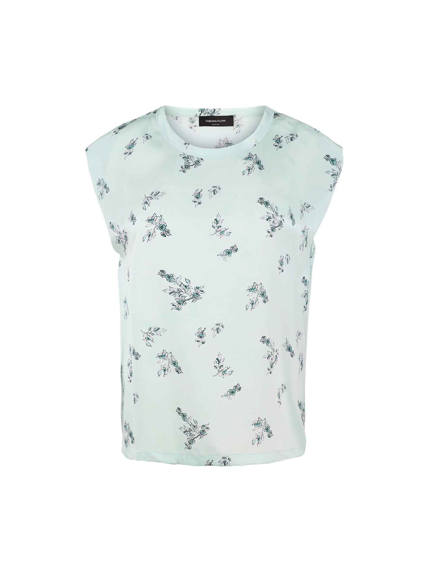 Fabiana Filippi Silk Print Top in Verde Acqua