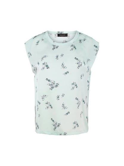 Fabiana Filippi Silk Print Top in Verde Acqua