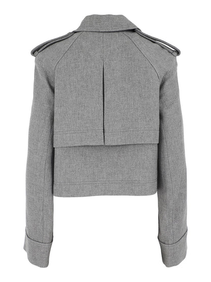 Veronica Beard Cropped Conneley Trench Coat in Medium Heather Grey