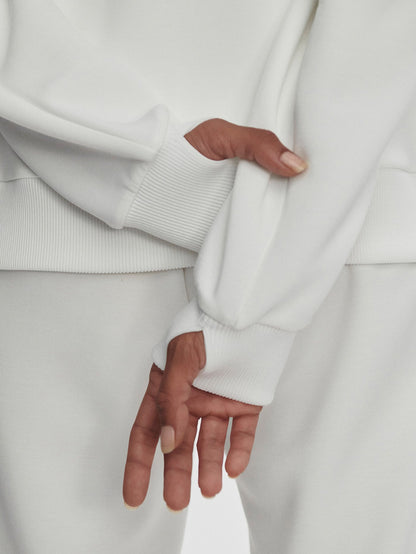 Varley Raymar Half Zip Sweat in White/Navy/Forest