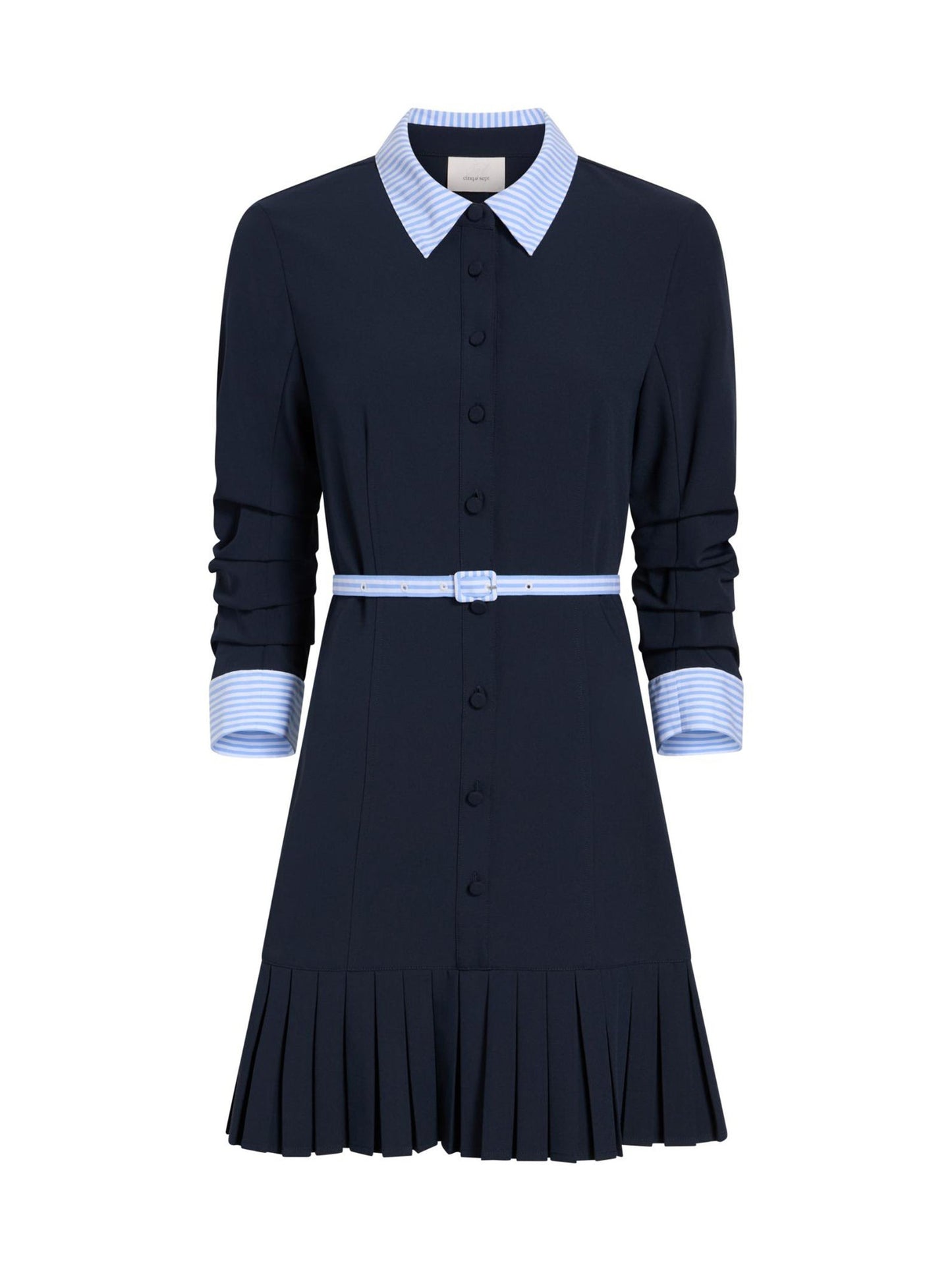 Cinq à Sept Stripe Shirting Lucilla Dress in Navy/Blue Stripe