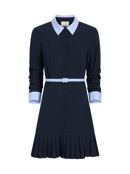Cinq à Sept Stripe Shirting Lucilla Dress in Navy/Blue Stripe