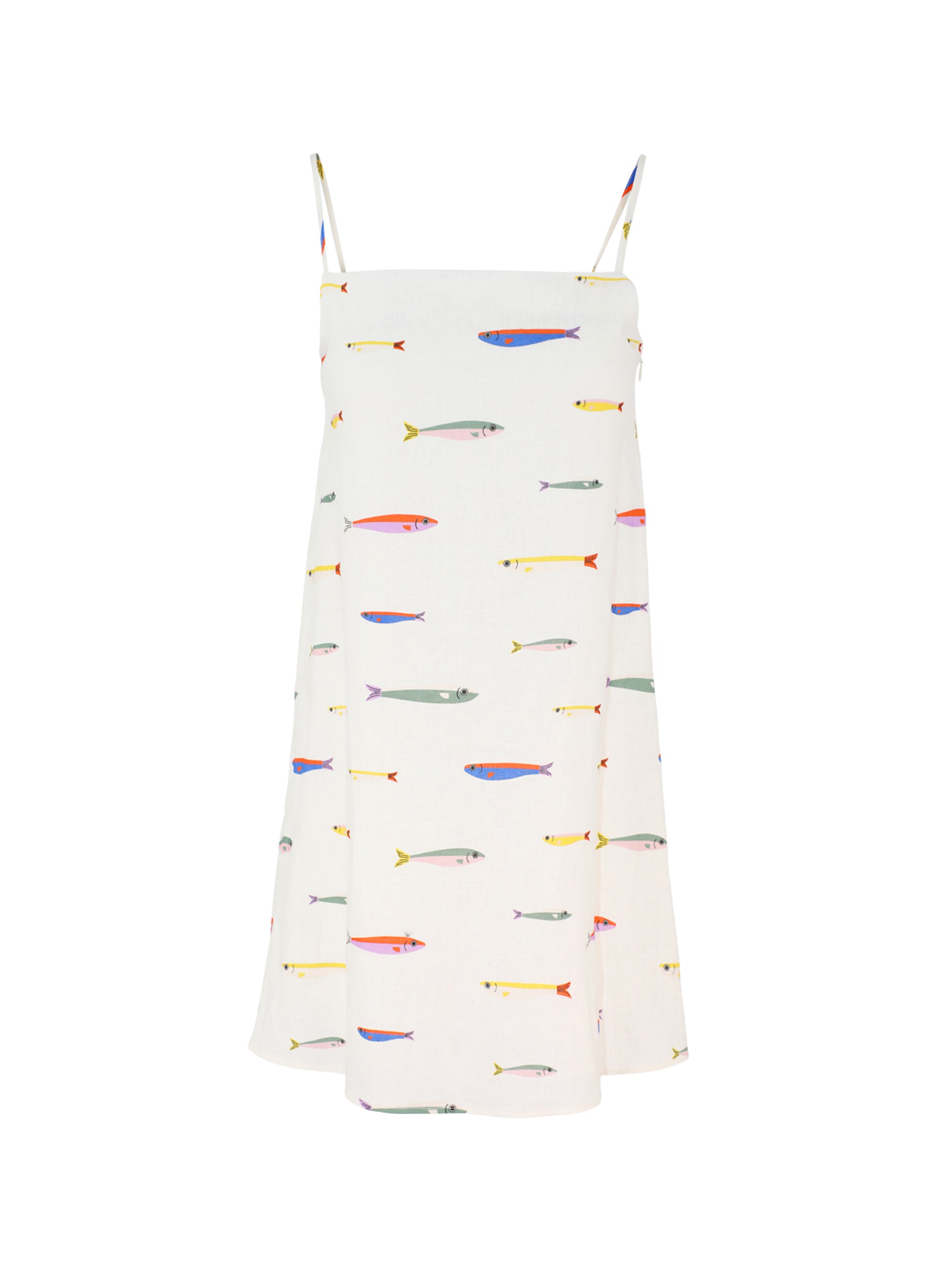 chinese dress ladies Staud Laura Linen Mini Dress in Pop Sardines Ivory
