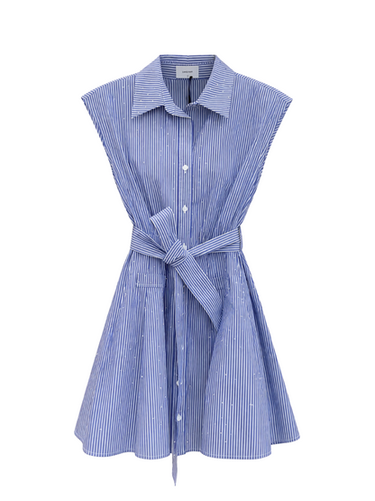 Sans Faff Citadelle Mini Dress in Diamond Blue Stripes