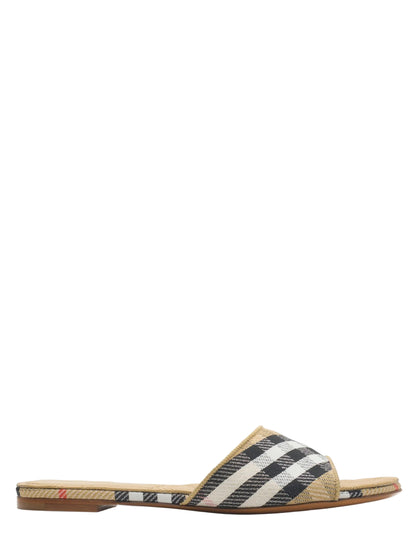 Burberry Check Sloane Slidesin Sand IP Check