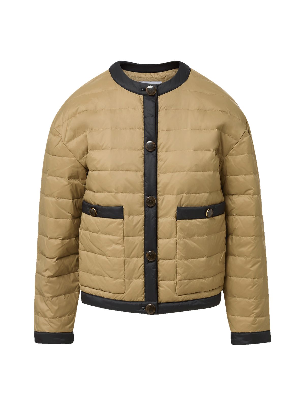 Veronica Beard Pearson Down Dickey Jacket in Desert Taupe/Black