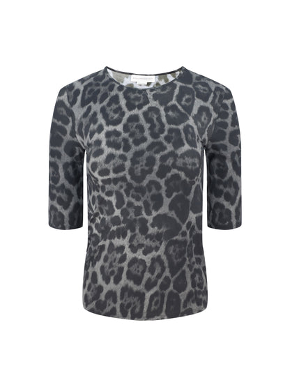 Stella McCartney Leopard Print Top in Ash Grey