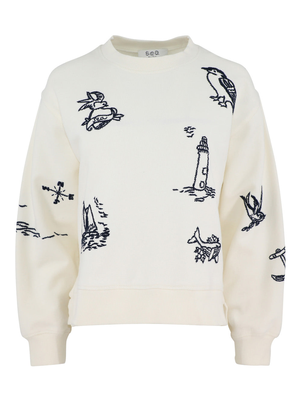 Sea Clyde Lighthouse Sweatshirt in Cream