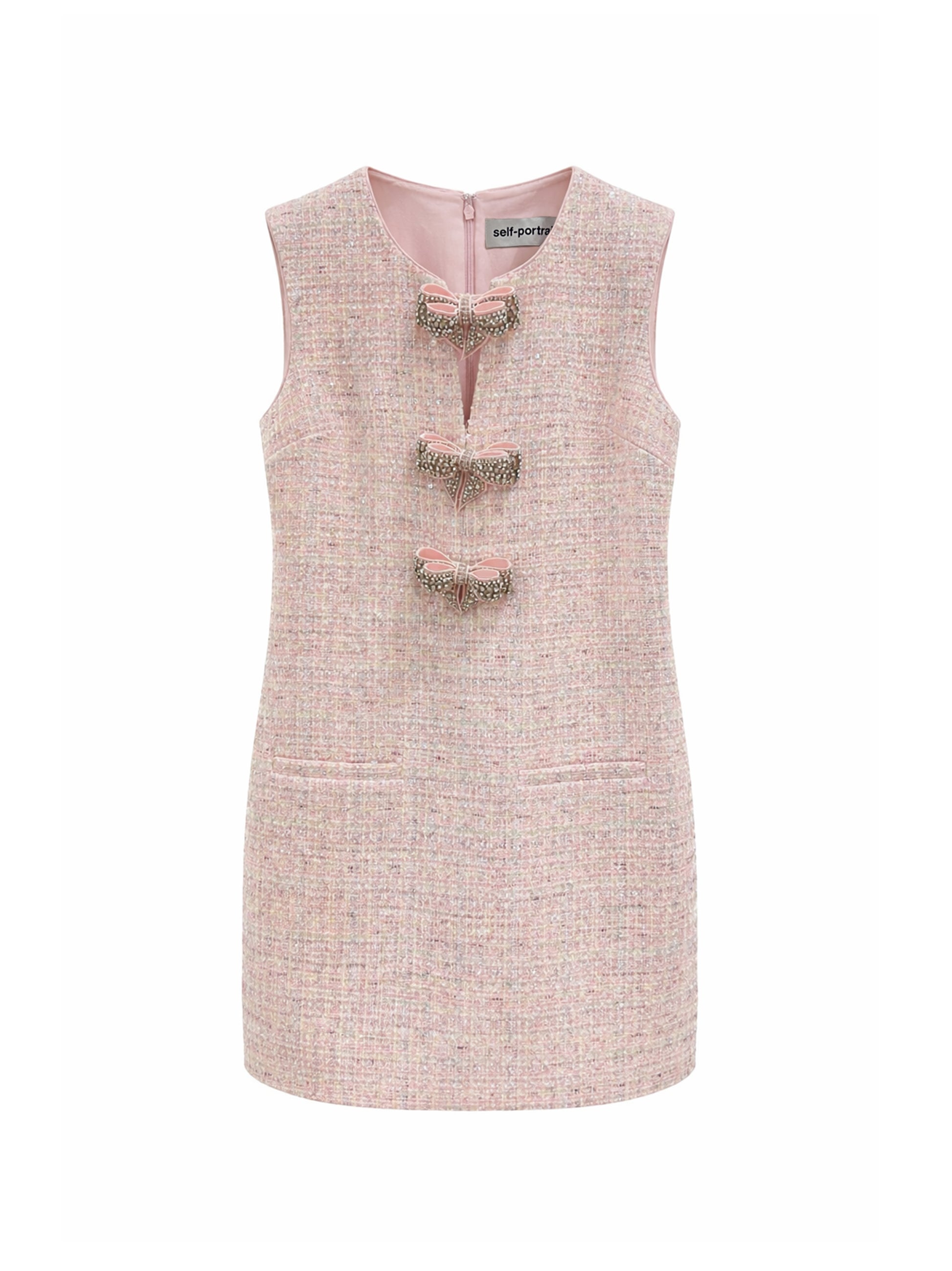 self portrait boucle dress pink Self-Portrait Boucle Sleeveless Mini Dress