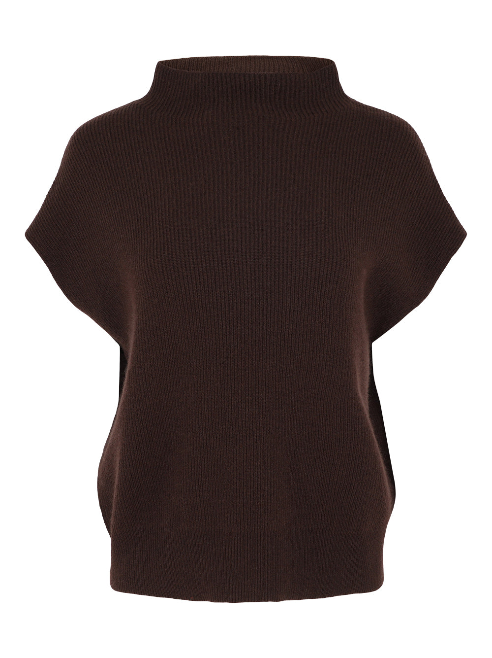 Kinross Rib Cap Sleeve Mock in Chocolate