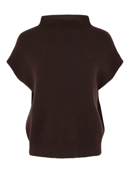 Kinross Rib Cap Sleeve Mock in Chocolate