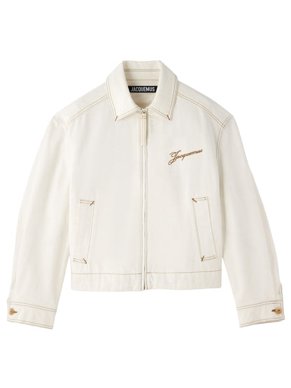 Jacquemus The Canevas De-Nîmes Denim Jacket in Off White/Tabac