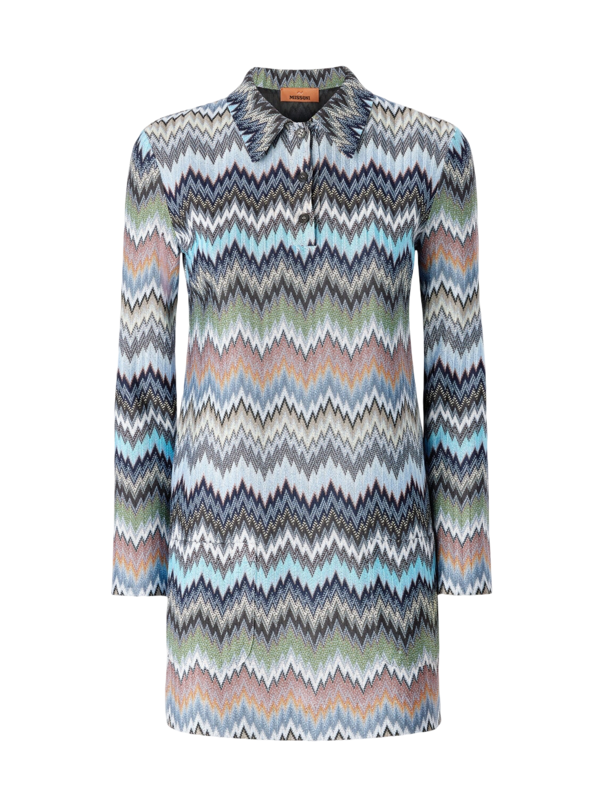Missoni Snake-Pattern Viscose Polo Mini Dress in Multicolor Blue Tones –  Leigh's of Breton Village