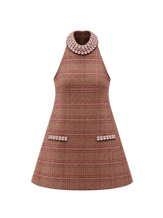 Retrofête Concord Embellished Dress in Heritage Plaid