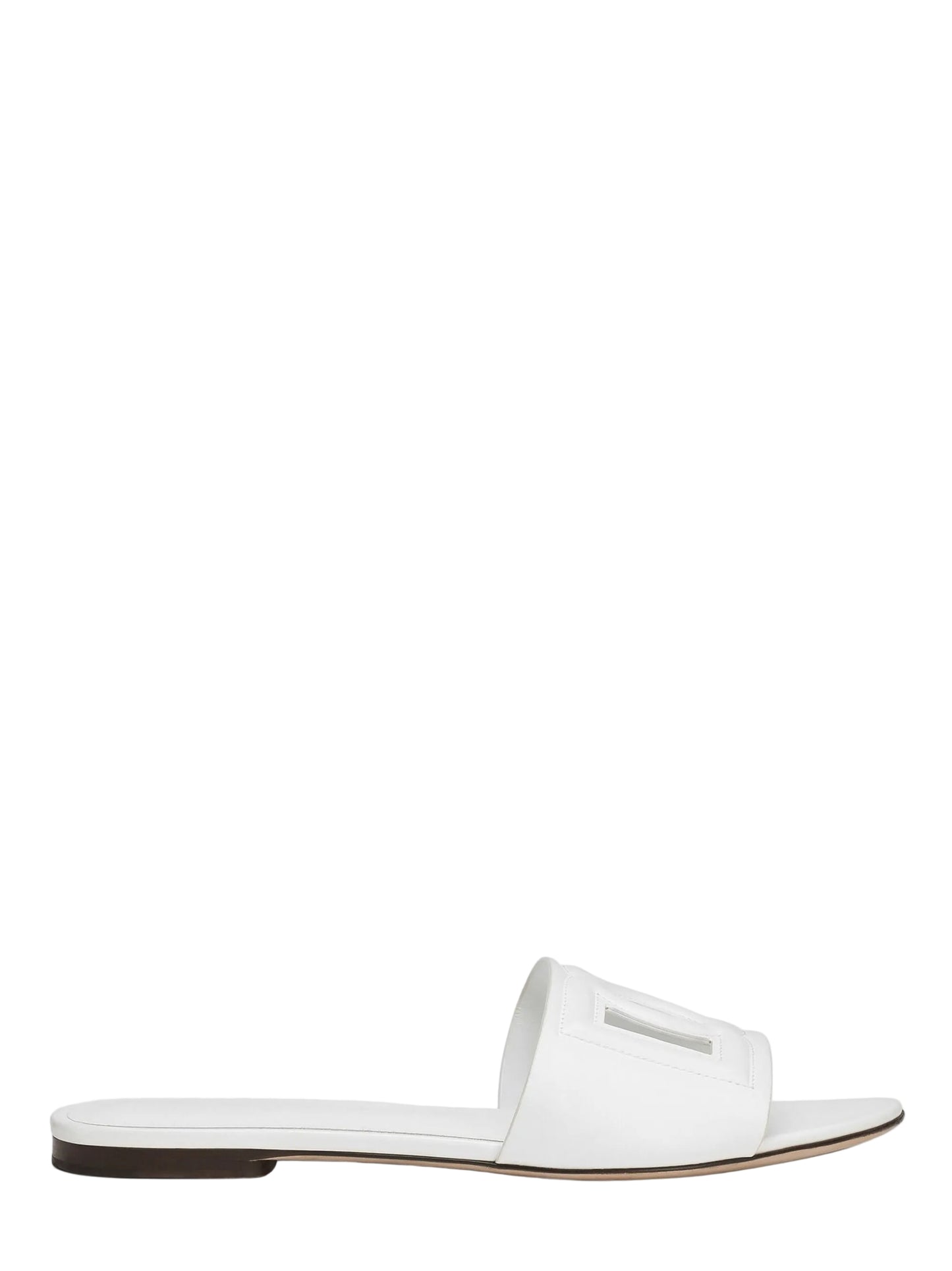 Dolce & Gabbana Calfskin Slides With DG Logo in White