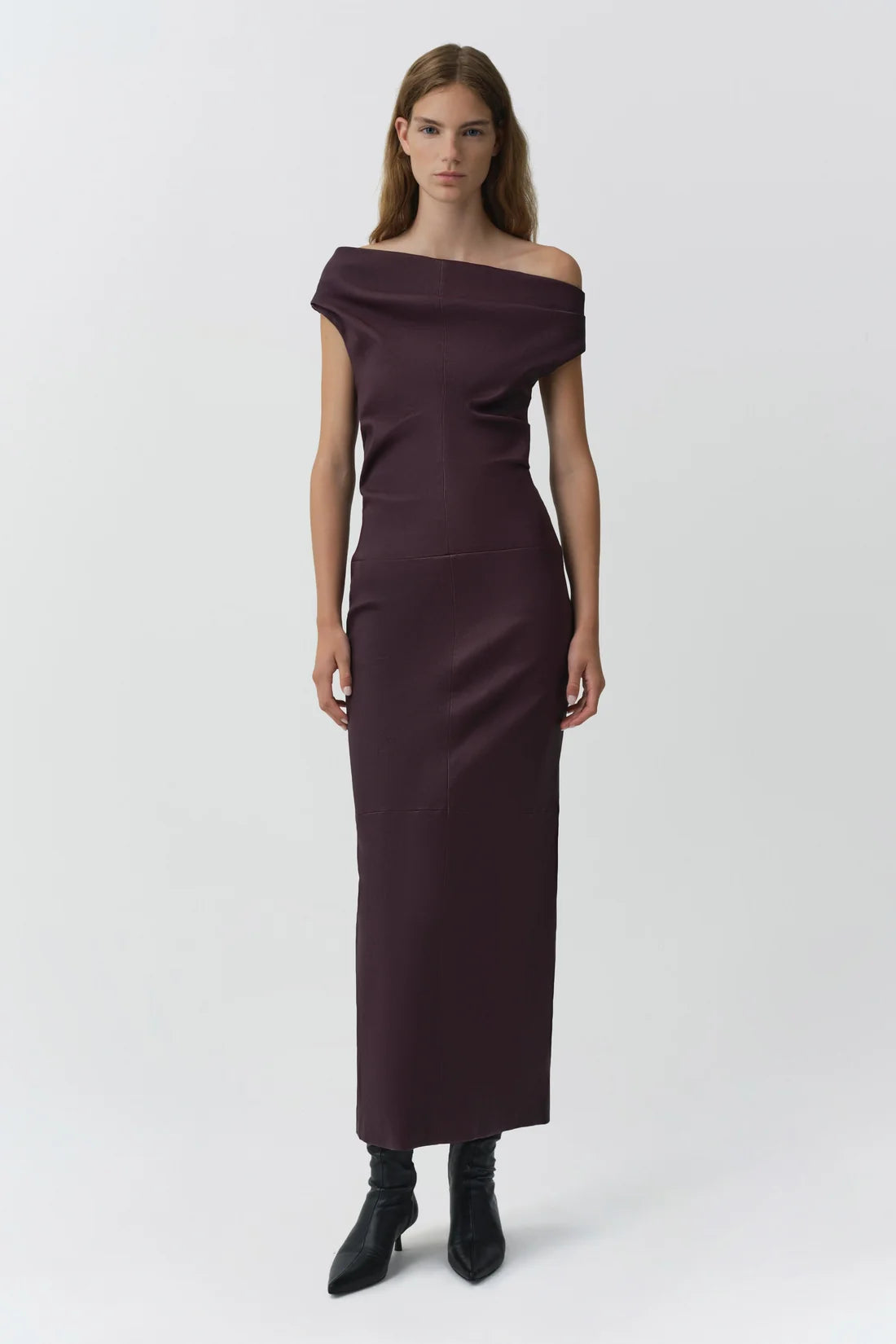 Simkhai Vessia Leather Midi Dress in Fig